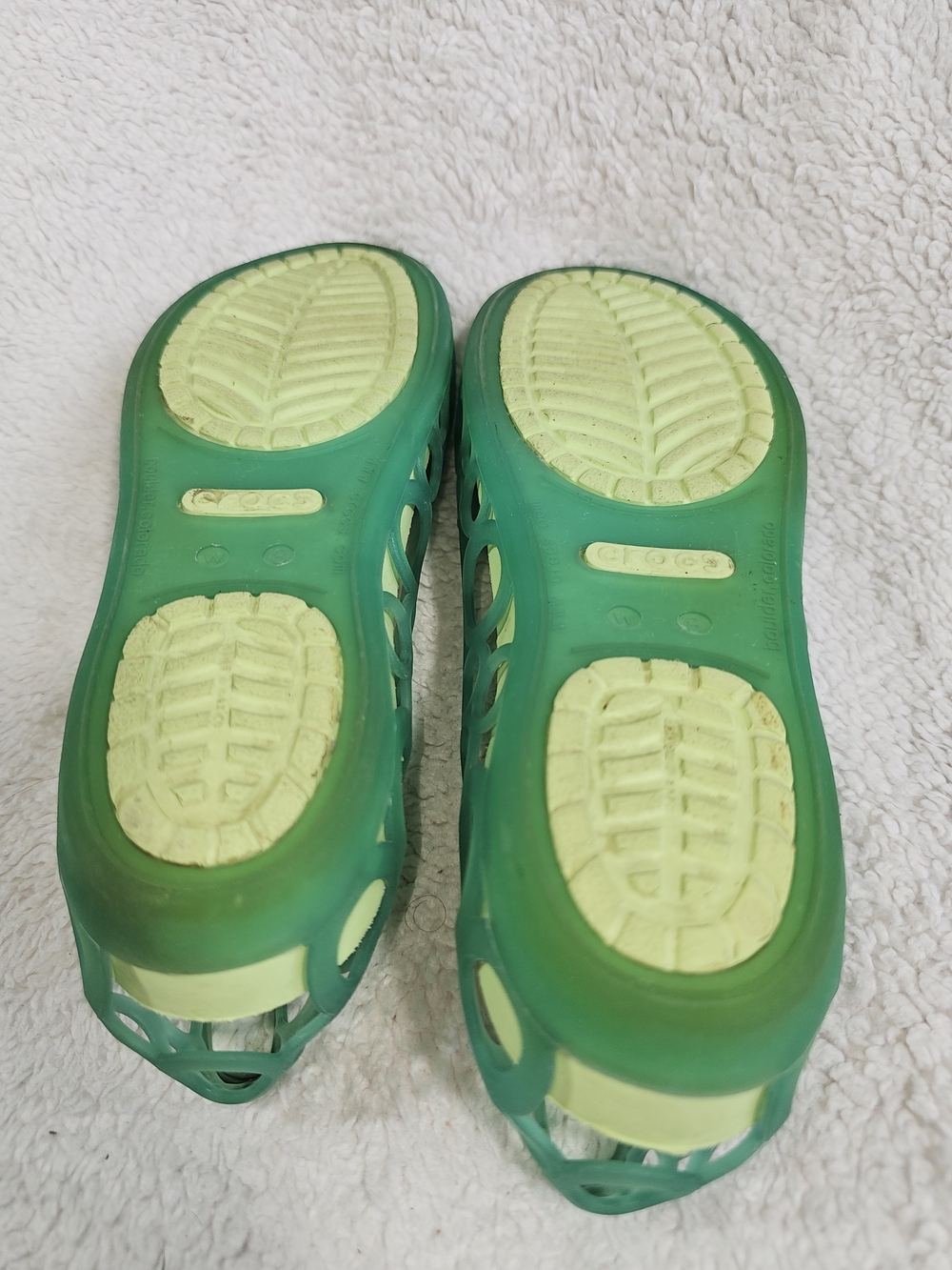 Crocs Adrina Womens 8 Green Jelly Shoe Peep Toe Flats Waterproof. - Picture 12 of 13